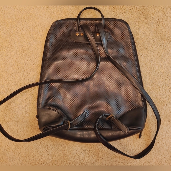 Y2K Latico Leather Perforated Black Leather Laptop Backpack. - Picture 4 of 12